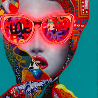 Tableau d'art mural 'Chic Woman' - LED Neon