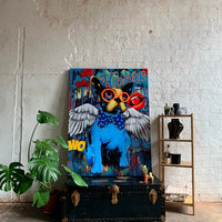 'Dog with Wings' Wall Artwork with LED Neon - STANDARD