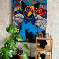'Dog with Wings' Wall Artwork with LED Neon - STANDARD