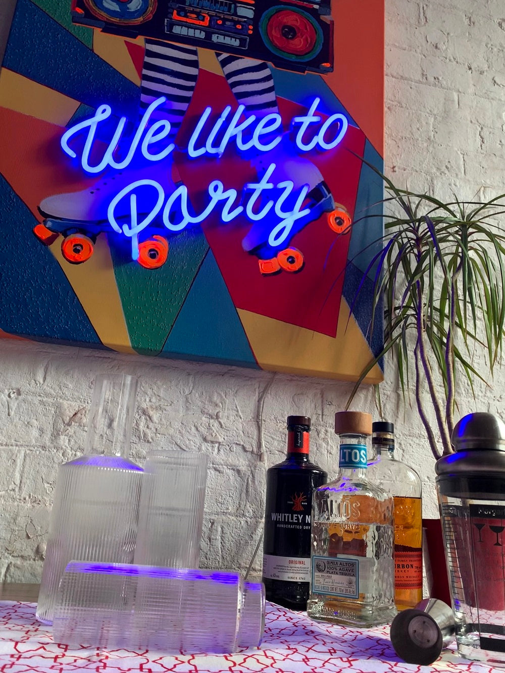 'We Like to Party' Wall Artwork with LED Neon - STANDARD