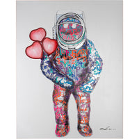 Tableau d'art mural 'Spaceman Hearts' avec néon LED - PETIT
