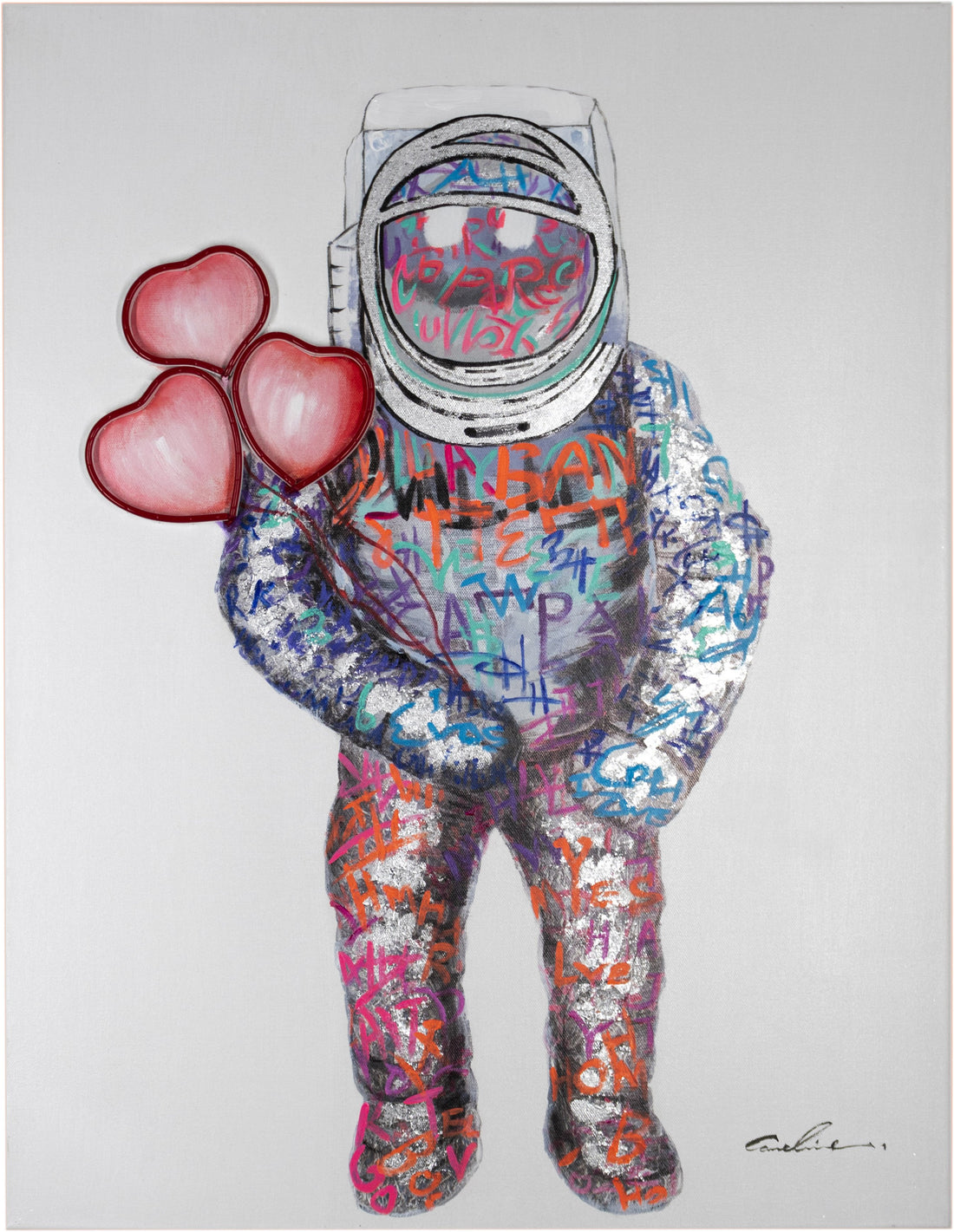 'Spaceman Hearts' Wall Artwork - LED Neon - Locomocean