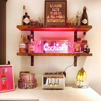 'Cocktails' Glass Neon Sign - Pink