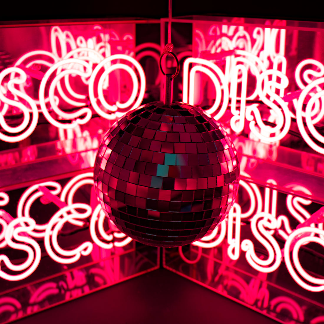 Enseigne néon en verre "Disco" - rose