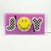 Joy Pink: The Original Smiley Acrylic Box Glass Neon