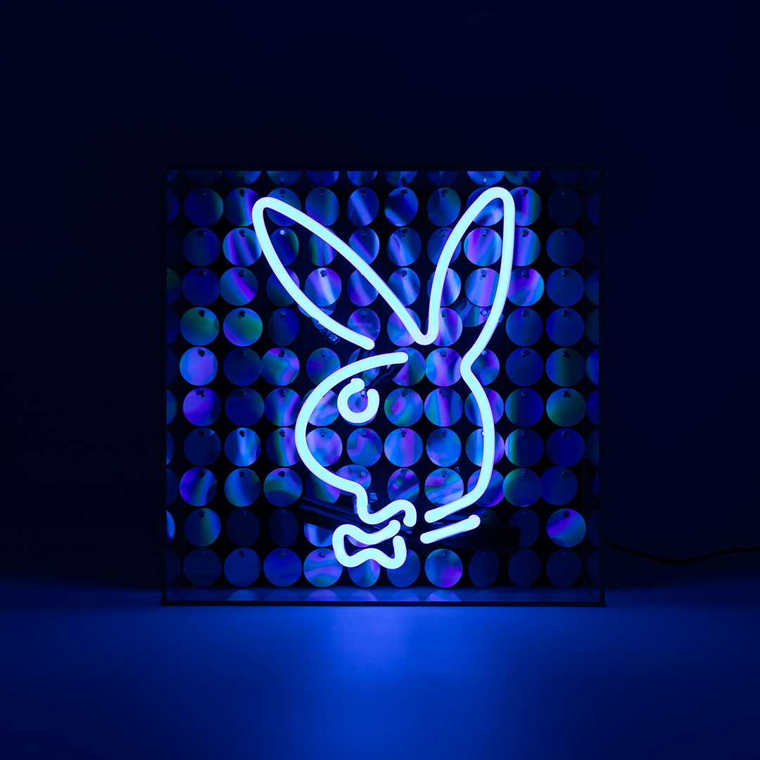 Playboy X Locomocean - Disco Bunny - Glas Neon Box Zeichen