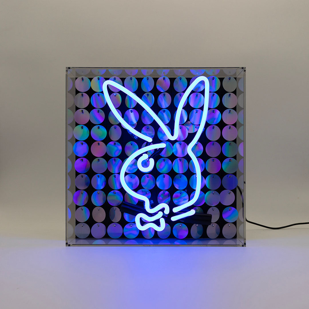 Playboy X Locomocean - Disco Bunny - Glas Neon Box Zeichen