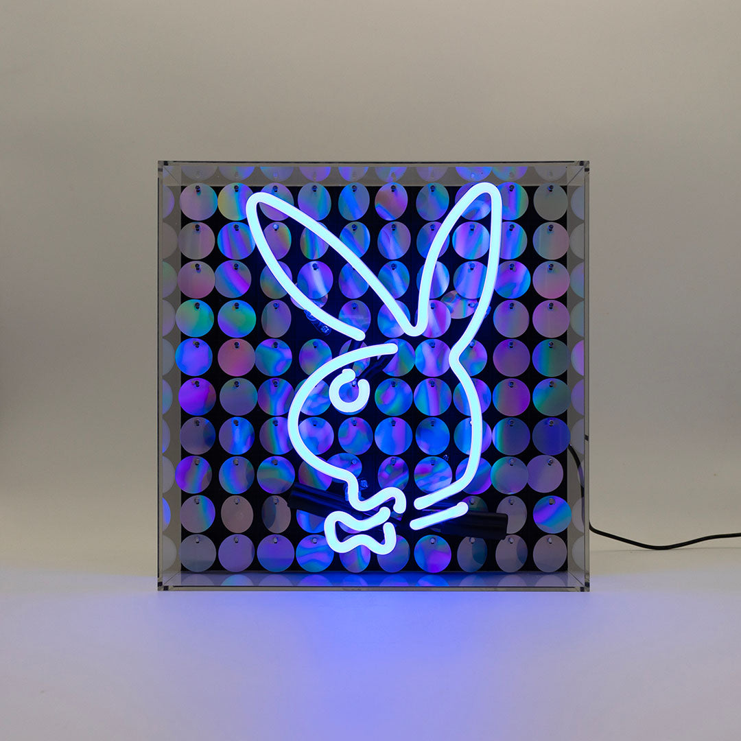 Playboy X Locomocean - Disco Bunny - Insegna in vetro con scatola al neon