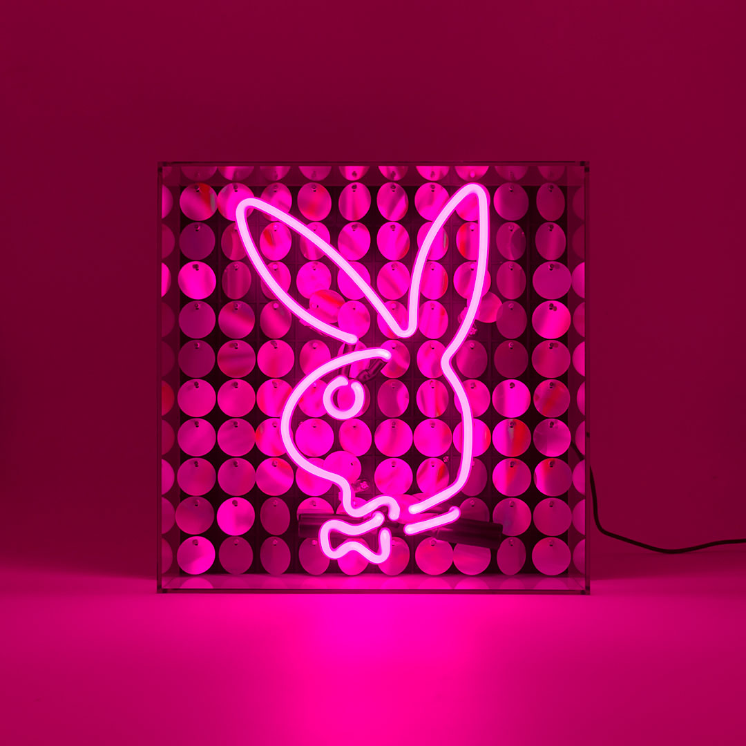 Playboy X Locomocean - Disco Bunny - Glass Neon Box Sign