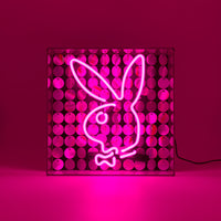 Playboy X Locomocean - Disco Bunny - Insegna in vetro con scatola al neon