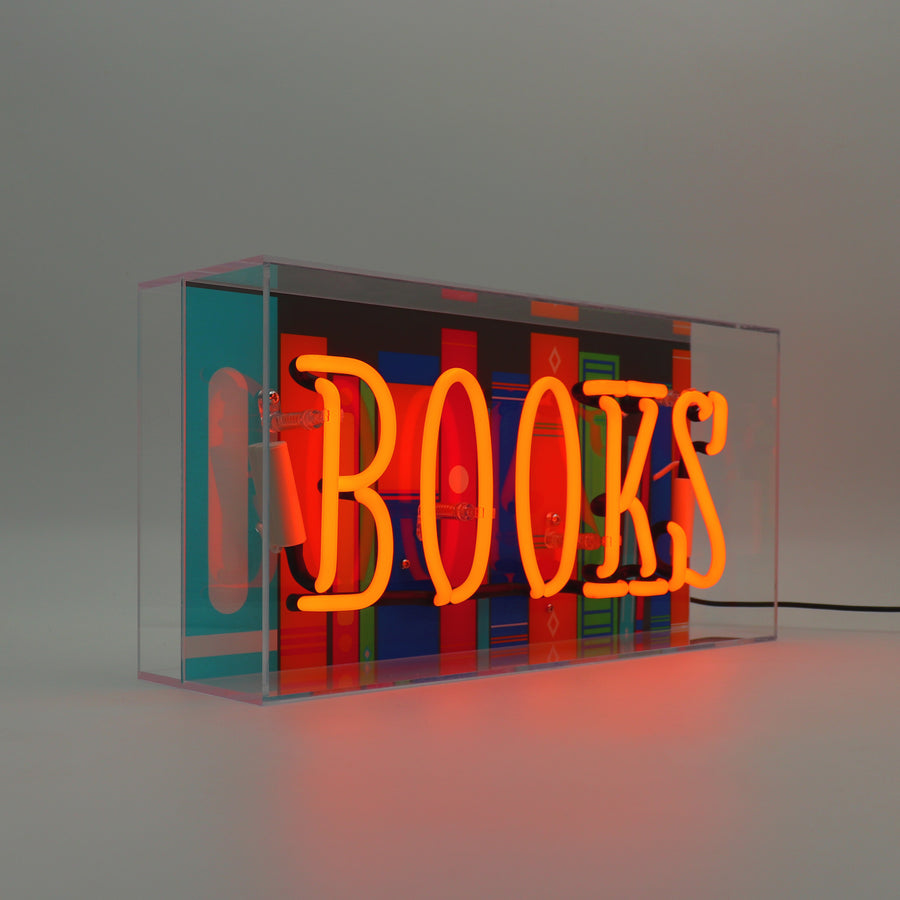 'Books' Glass Neon Sign