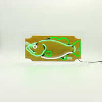 'Trophy Fish' Glass Neon Box Sign - Green