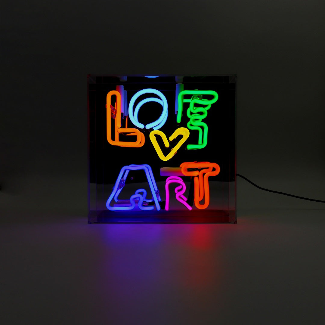 'Love Art' Glass Neon Box Sign