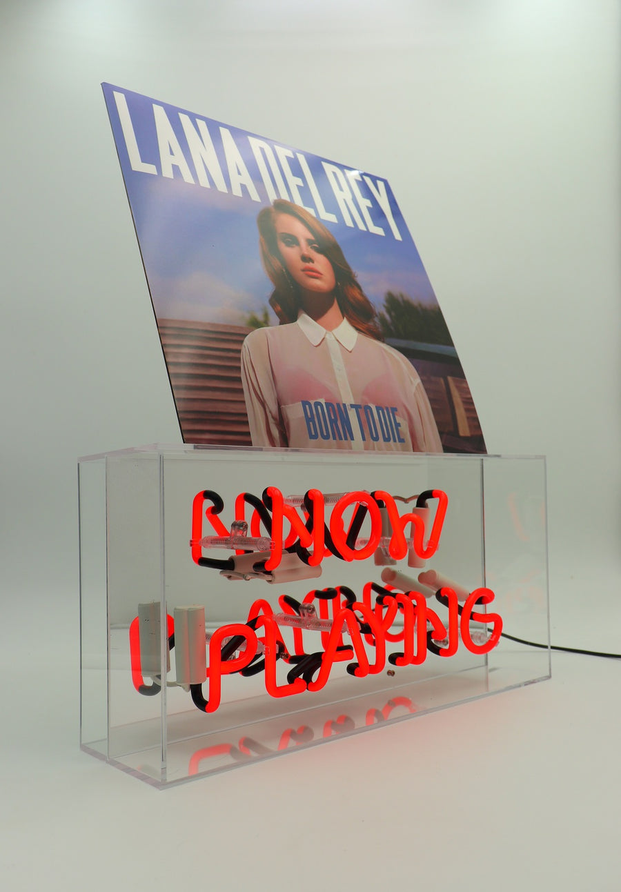 'Now Playing' Glass Neon Box Sign