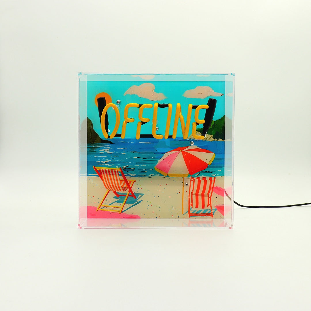 'Offline' Glass Neon Box Sign