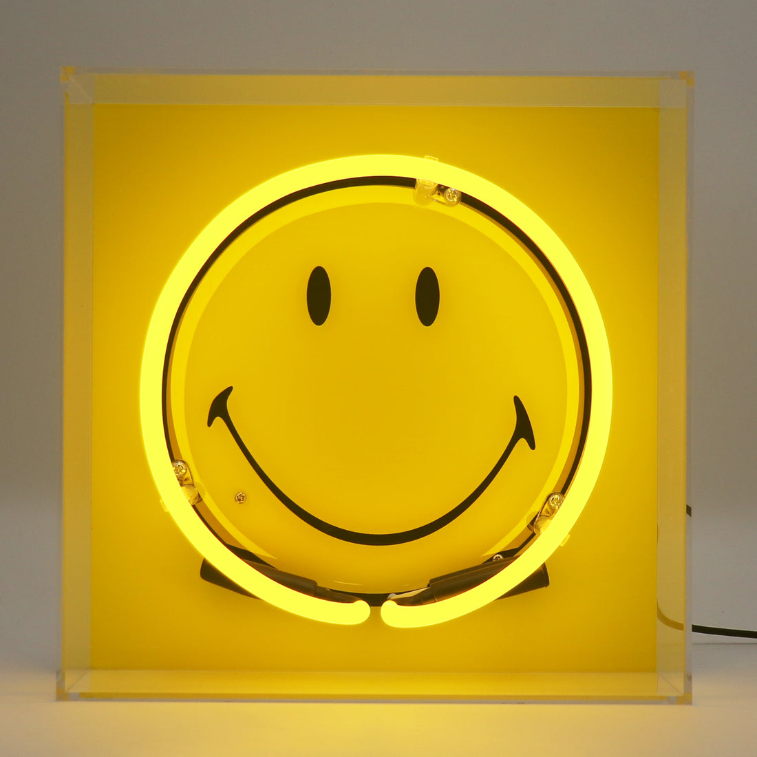 Happy Glow: The Original Smiley Acrylic Box Glass Neon