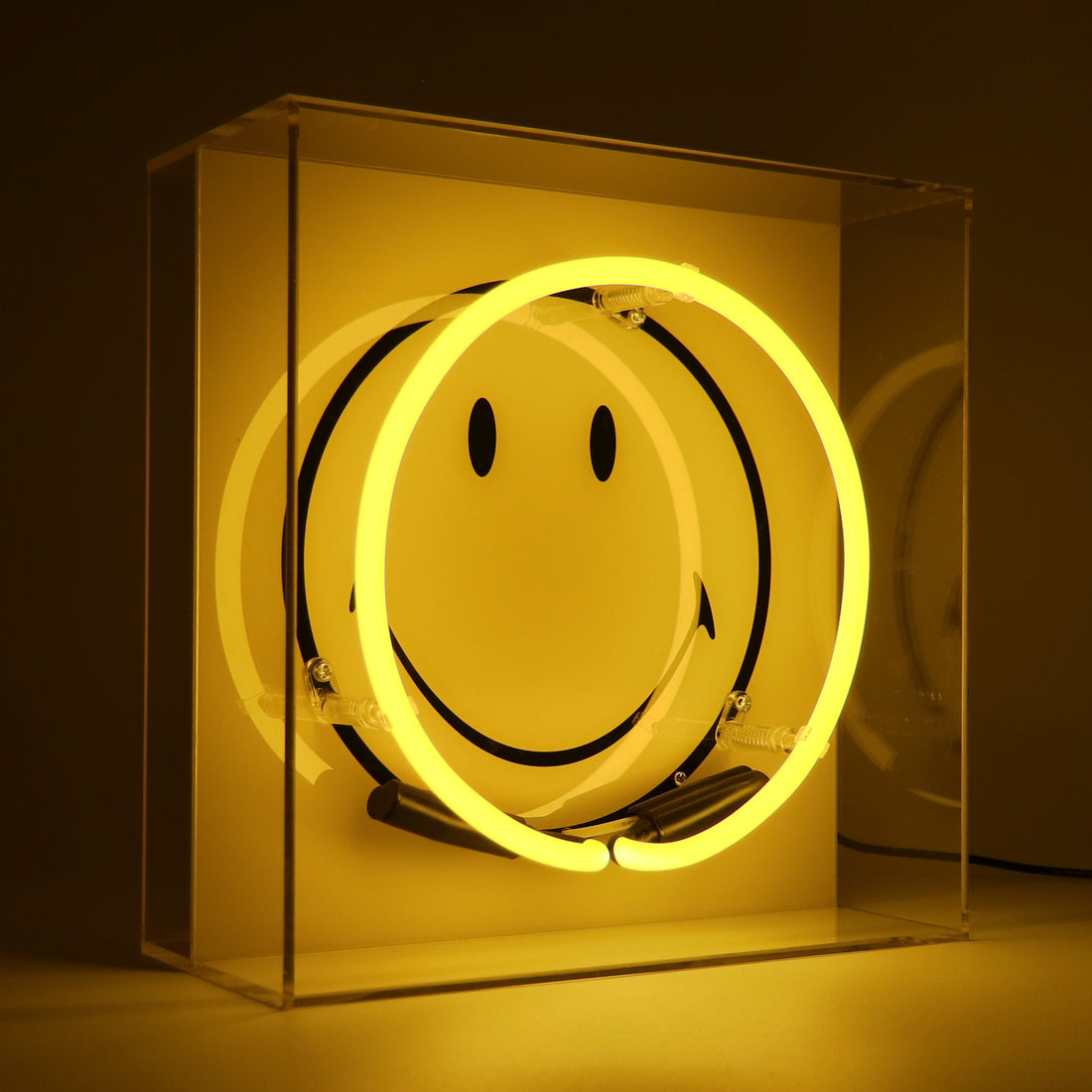 Happy Glow: The Original Smiley Acrylic Box Glass Neon