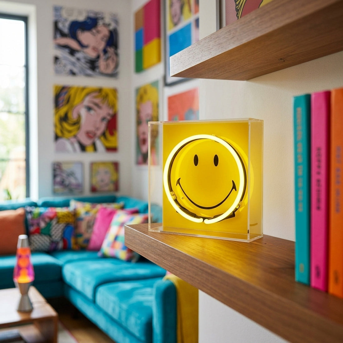 Happy Glow: The Original Smiley Acrylic Box Glass Neon