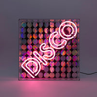 'Disco' Glass Neon Sign with Sequins