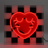 Checkered Heart: SW Smiley Acrylic Box Glass Neon