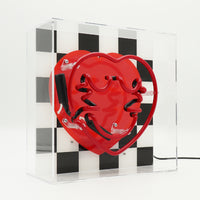 Checkered Heart: SW Smiley Acrylic Box Glass Neon