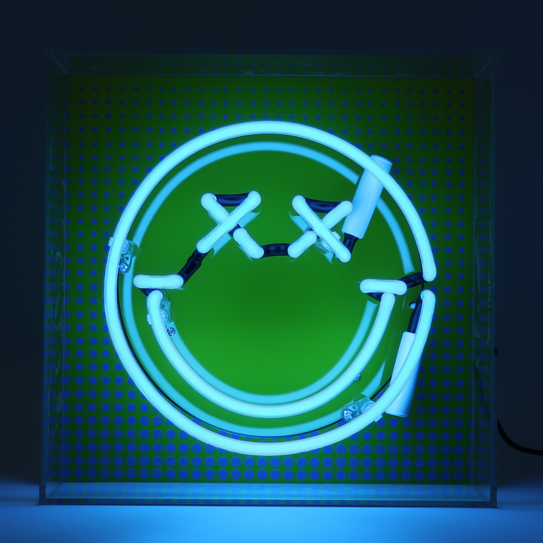 Fun smile Blue: S.W.Smiley Acrylic Box Glass Neon