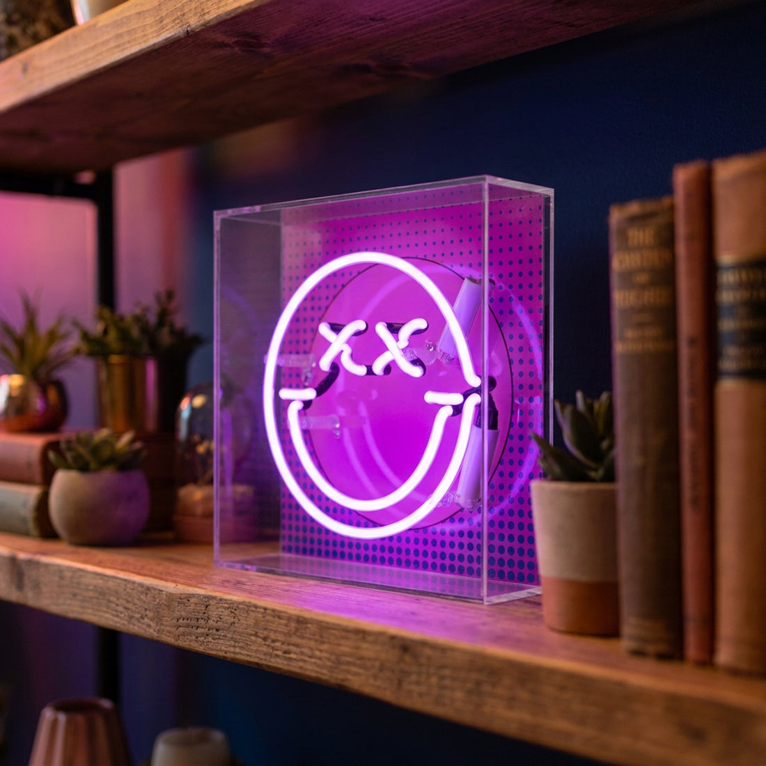 Fun smile  Purple: S.W.Smiley Acrylic Box Glass Neon