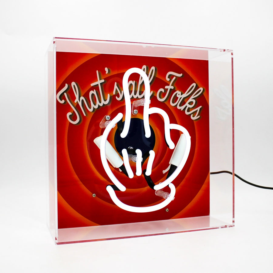 'That's All Folks' Glass Neon Box Sign