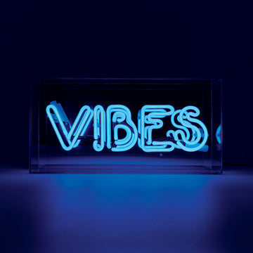 'Vibes' Glass Neon Box Sign