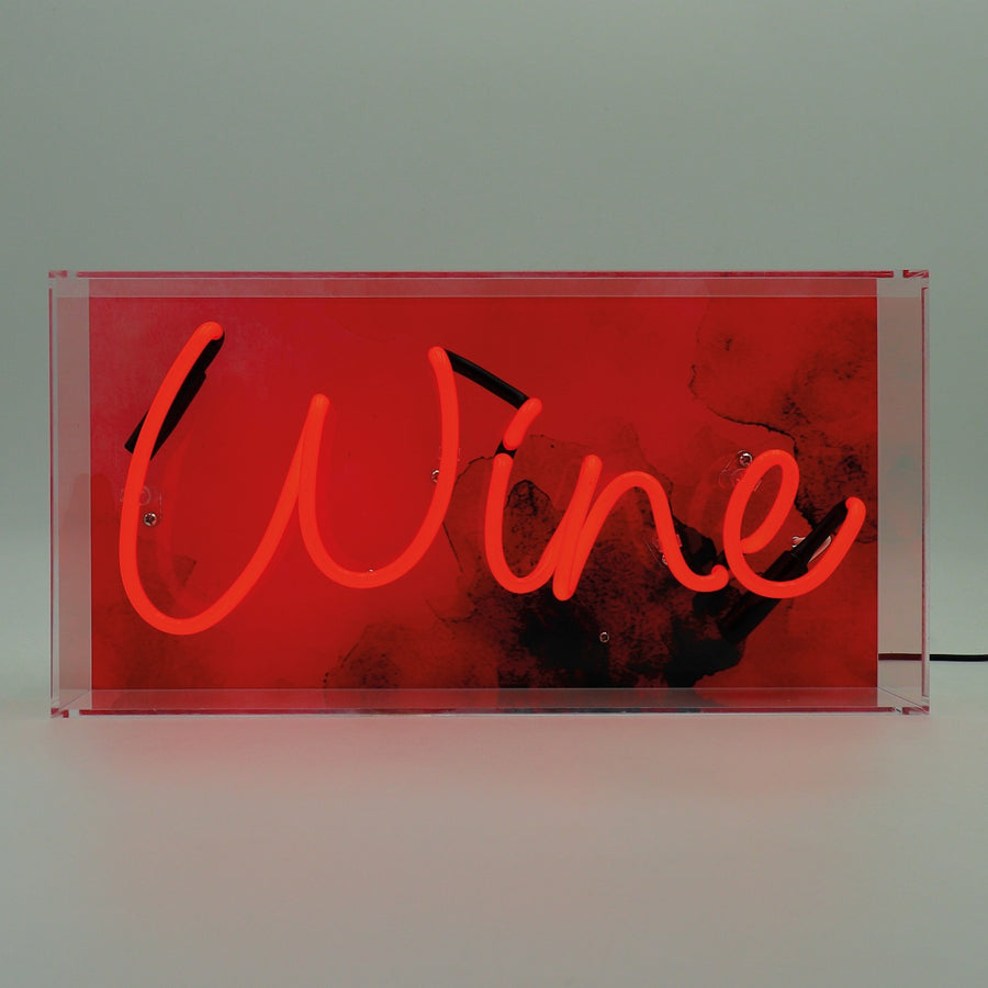 'Wine' Glass Neon Box Sign