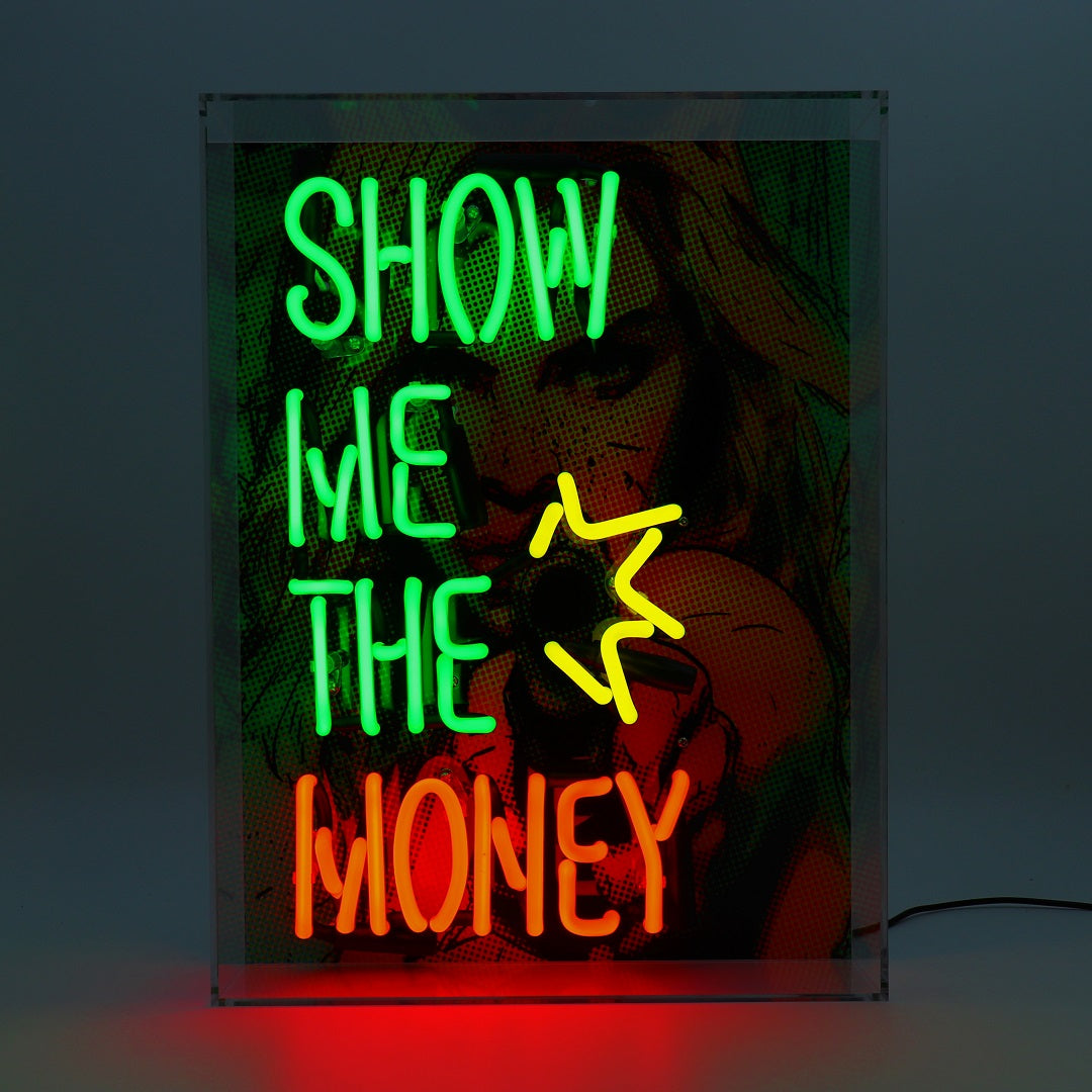 'Show me the Money' Glass Neon Box Sign