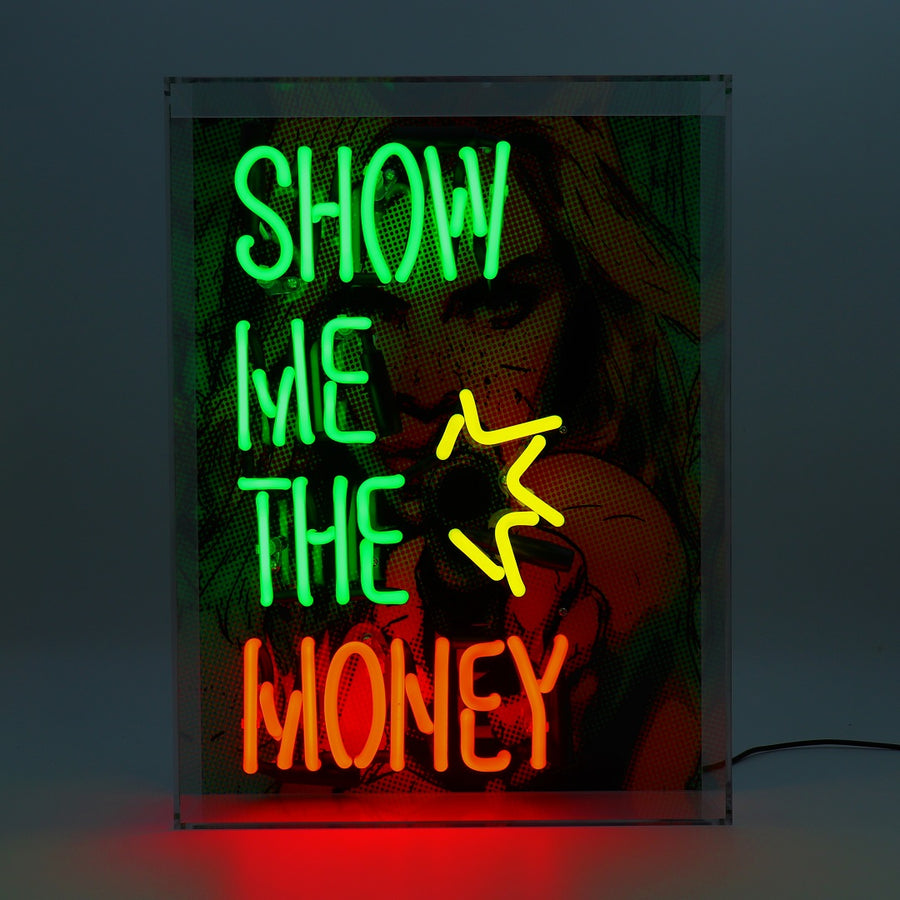 'Show me the Money' Glass Neon Box Sign