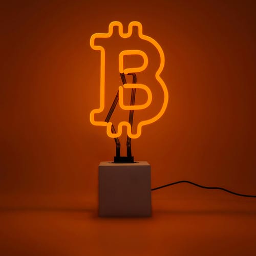 Concrete Base Glass Neon "Bitcoin"