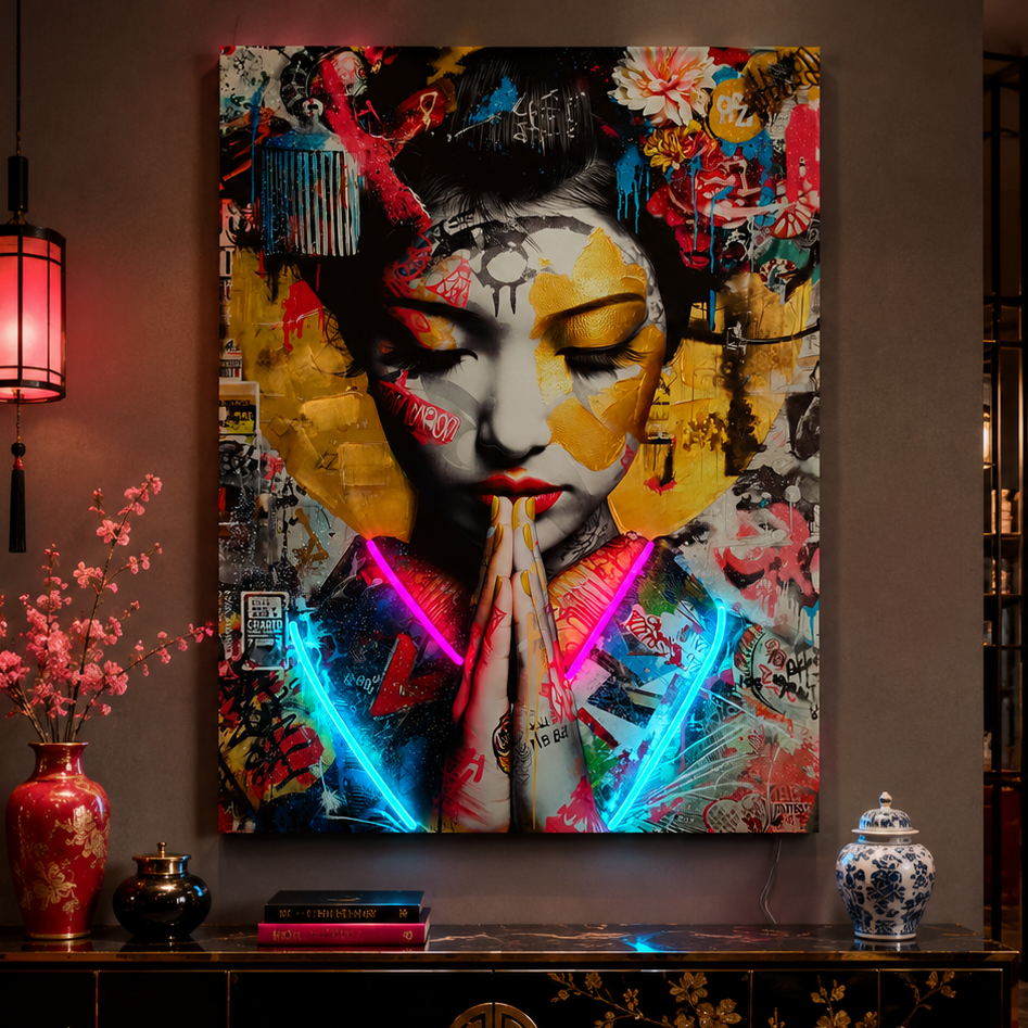 Geisha: LED Neon Canvas