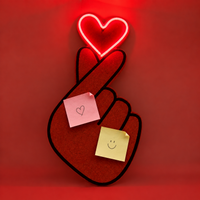 LED Corkboard - Finger Heart