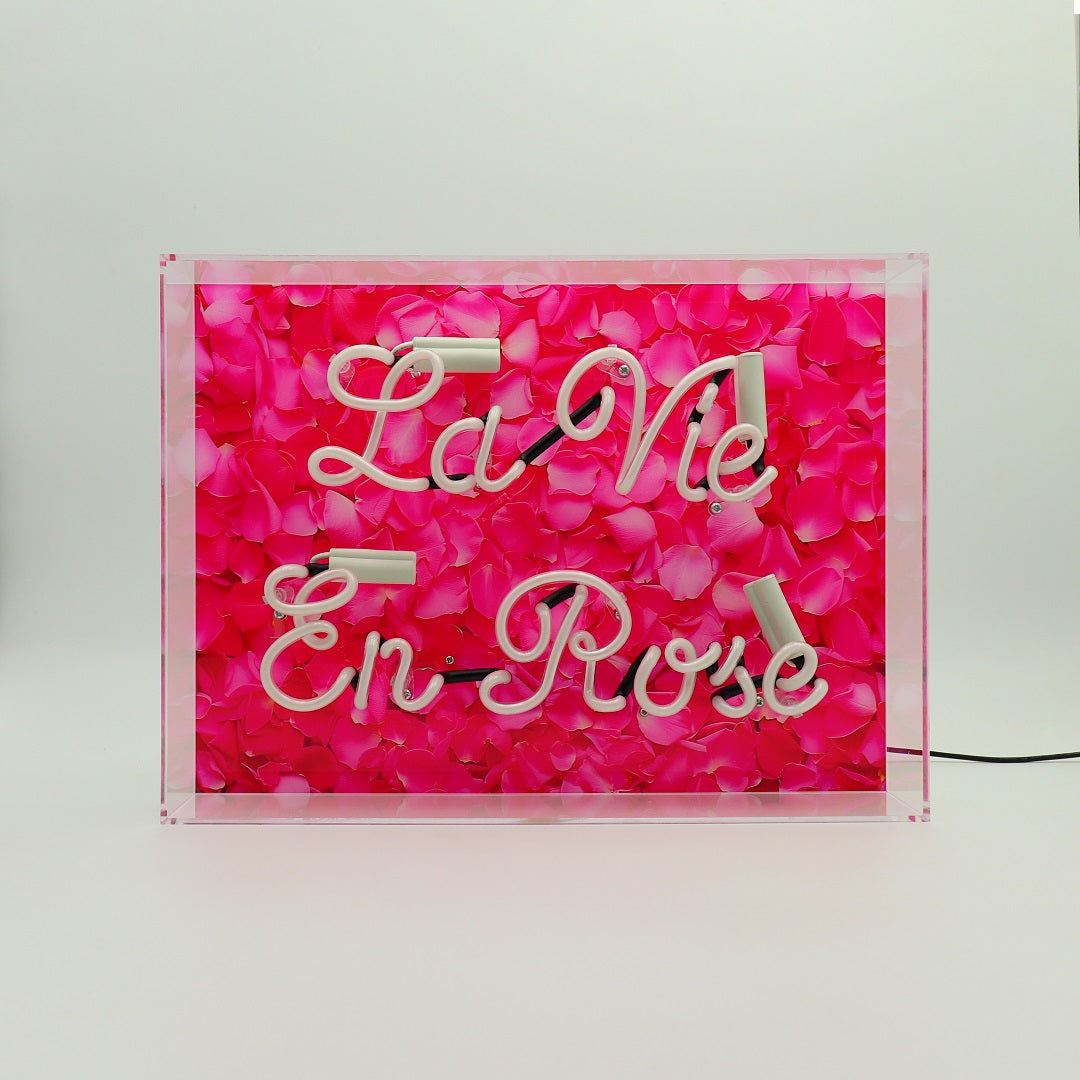 'La Vie En Rose' Glass Neon Sign