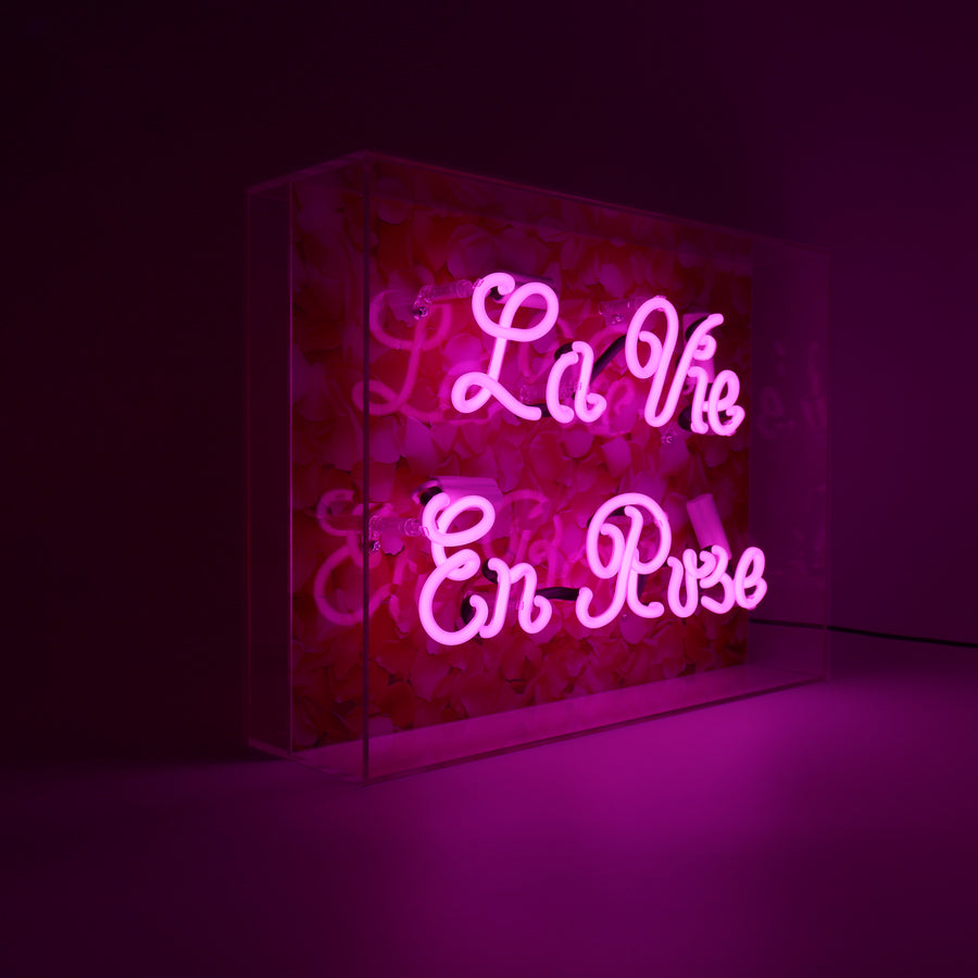 'La Vie En Rose' Glass Neon Sign