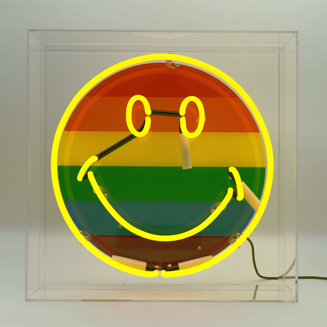 Proud Smile: The Original Smiley Acrylic Box Glass Neon