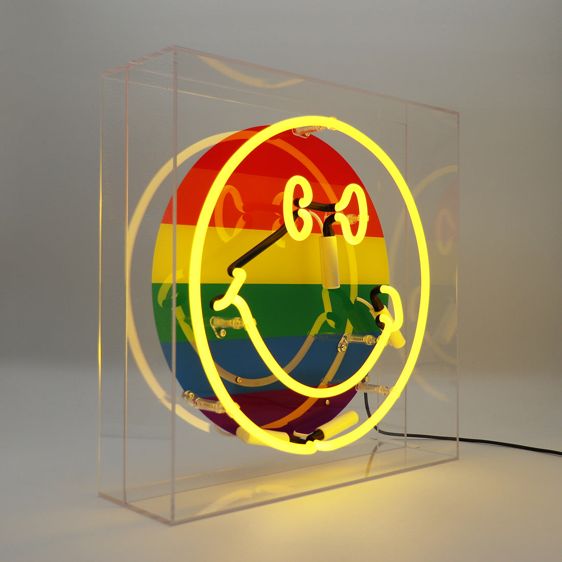 Proud Smile: The Original Smiley Acrylic Box Glass Neon