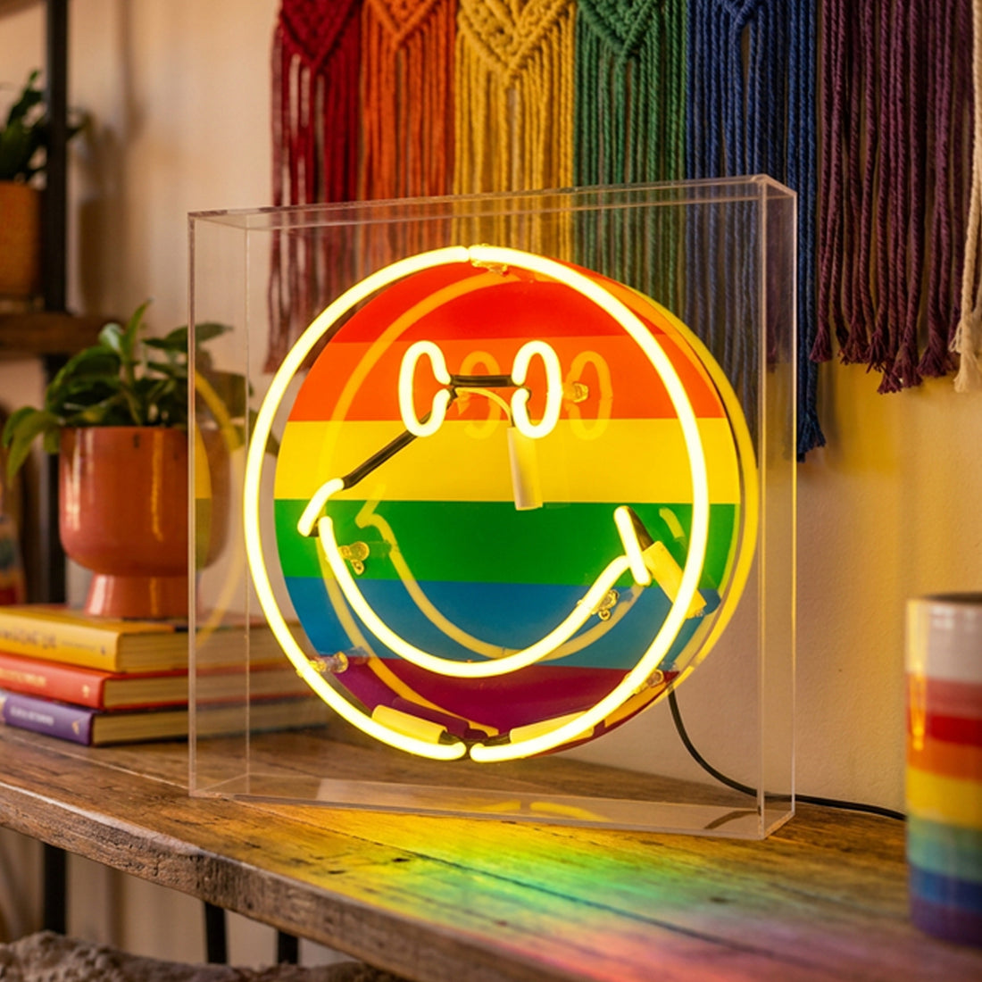 Proud Smile: The Original Smiley Acrylic Box Glass Neon