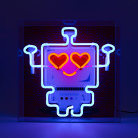 Roboter Großes Glas Neon Box Zeichen
