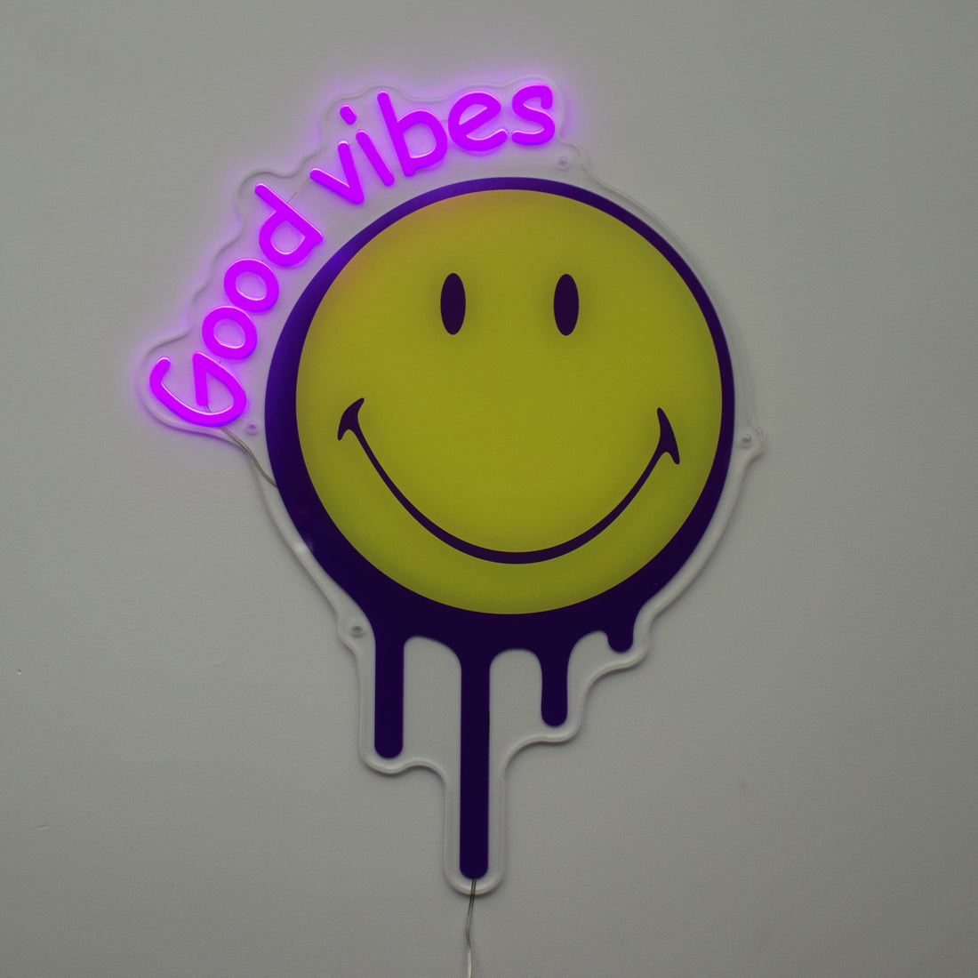 Good Vibes Purple: The Original Smiley LED Neon Wall Sign