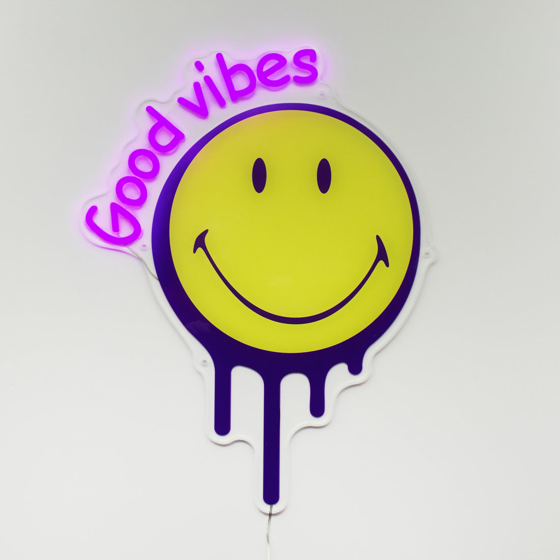 Good Vibes Purple: The Original Smiley LED Neon Wall Sign
