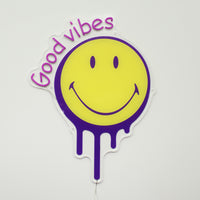 Good Vibes Purple: The Original Smiley LED Neon Wall Sign
