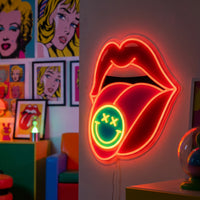 Pop Kiss Blue: S.W.Smiley LED Neon Wall Sign