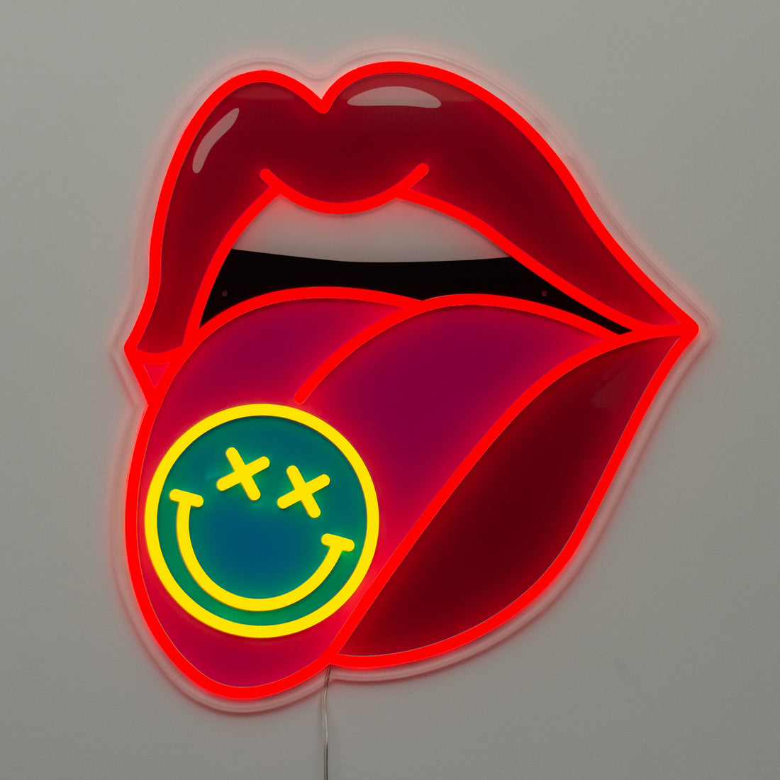 Pop Kiss Blue: S.W.Smiley LED Neon Wall Sign