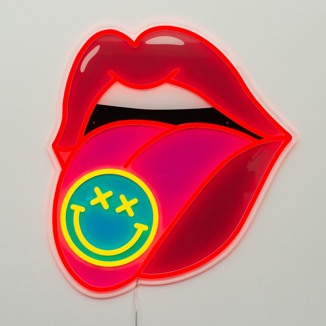 Pop Kiss Blue: S.W.Smiley LED Neon Wall Sign