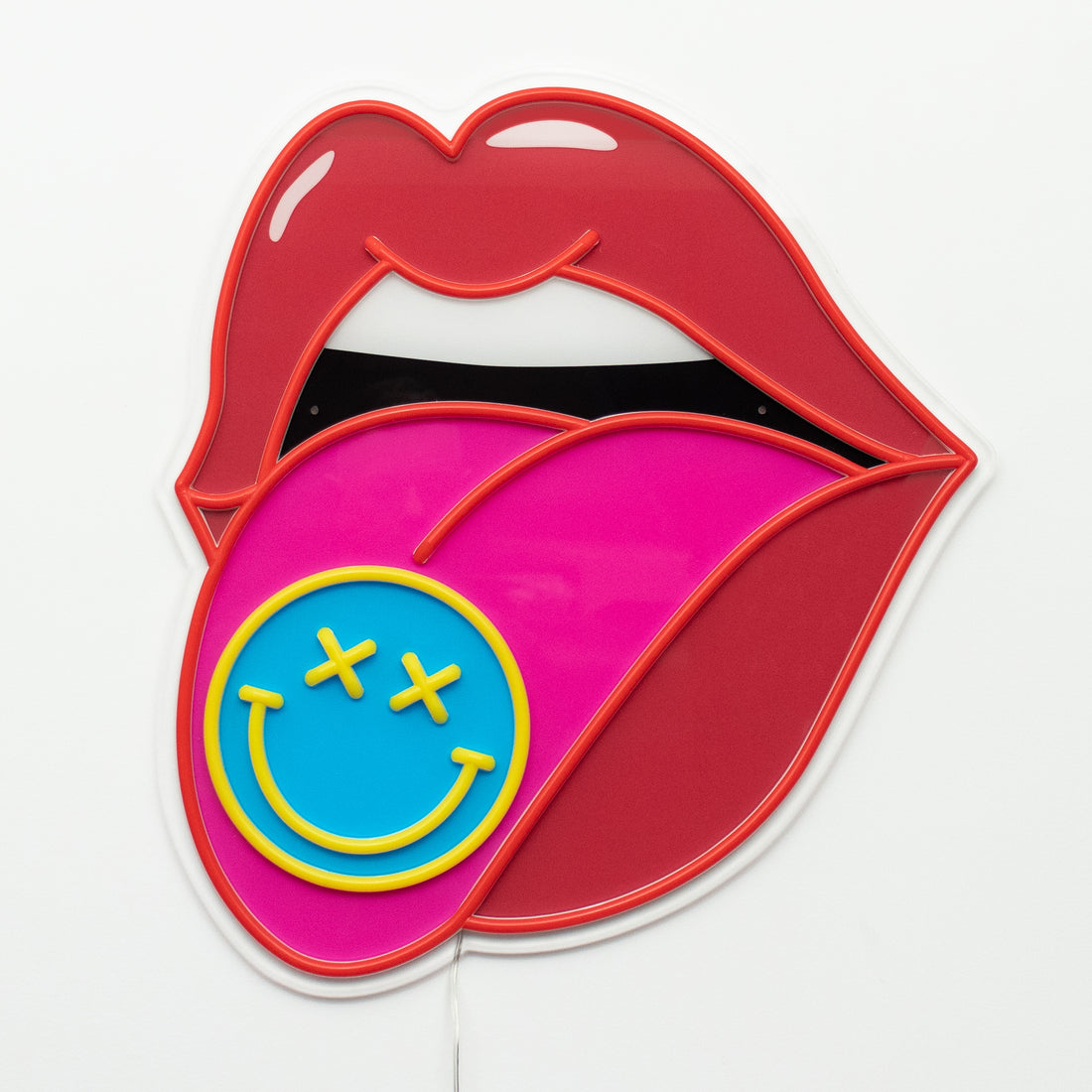 Pop Kiss Blue: S.W.Smiley LED Neon Wall Sign
