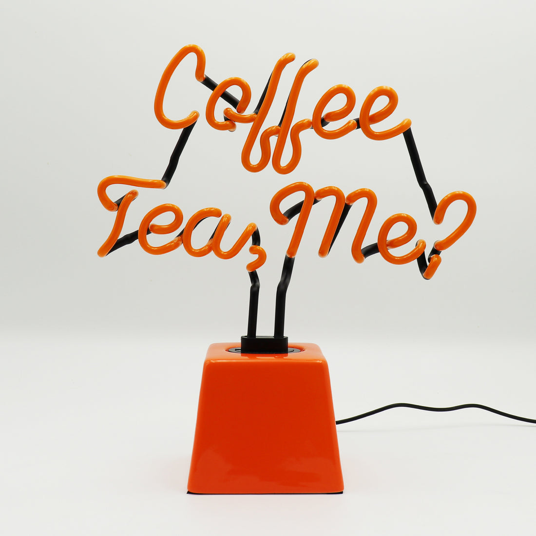 Coffee Tea Me?: Ceramic Base Glass Neon