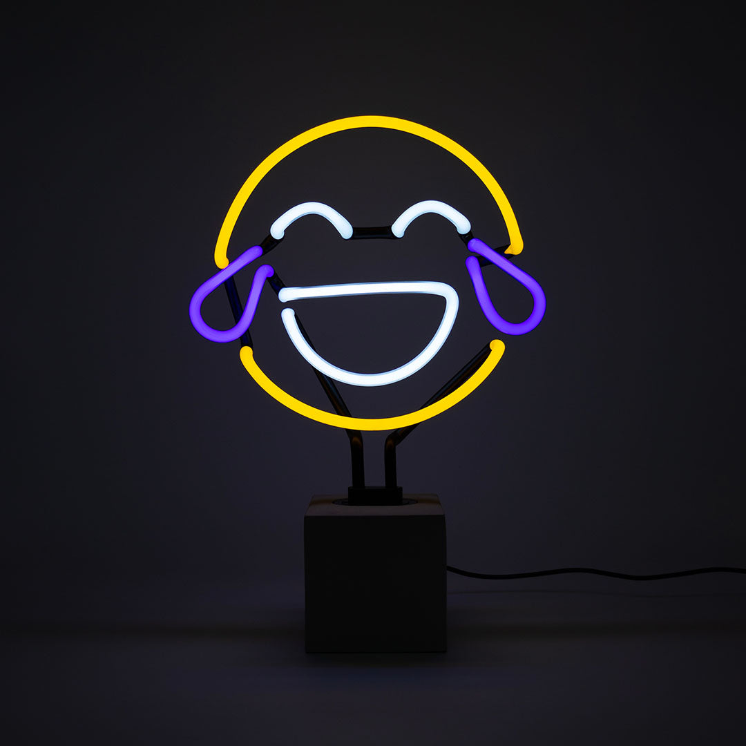 Cartello al neon "Emoji della risata